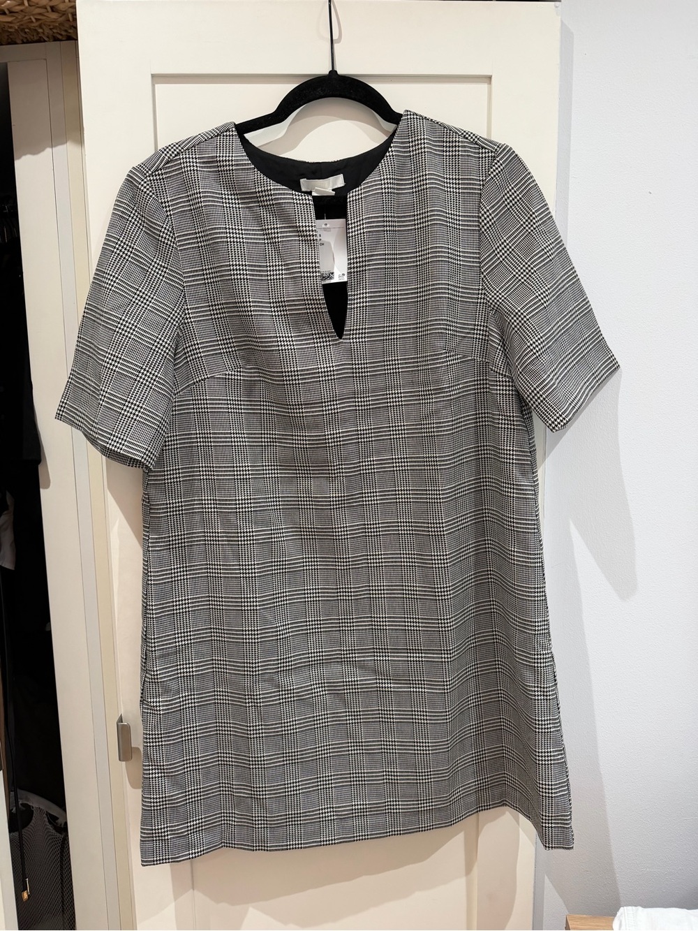 H&M Black and White Glen Plaid Dress